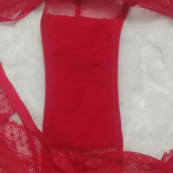 NWOT XL Vintage Victoria's Secret Very Sexy Cheeky Pink/Red Strappy Detail - Picture 15 of 17